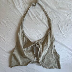 Joah Brown Beige Halter Crop Top